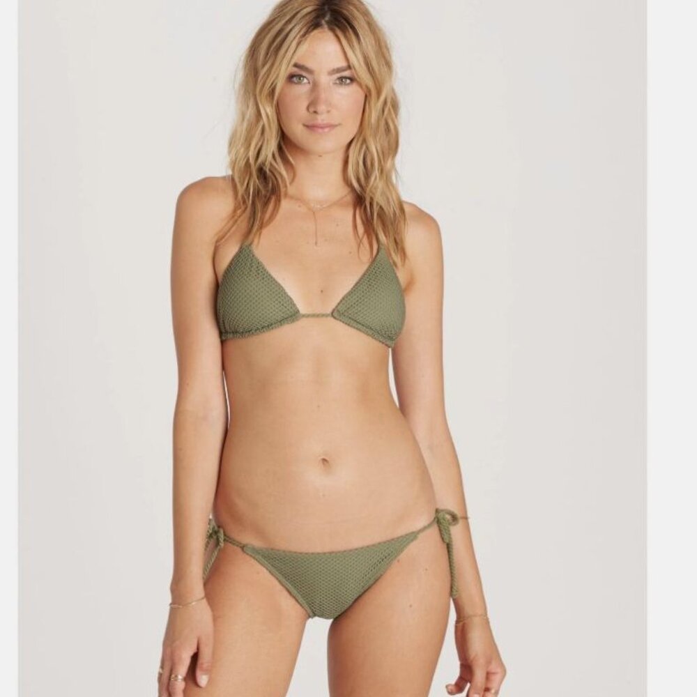 Billabong Swimsuit Meshin' With You Olive Green Mesh Bikini Large NWOT